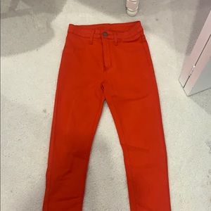 red/orange jeans